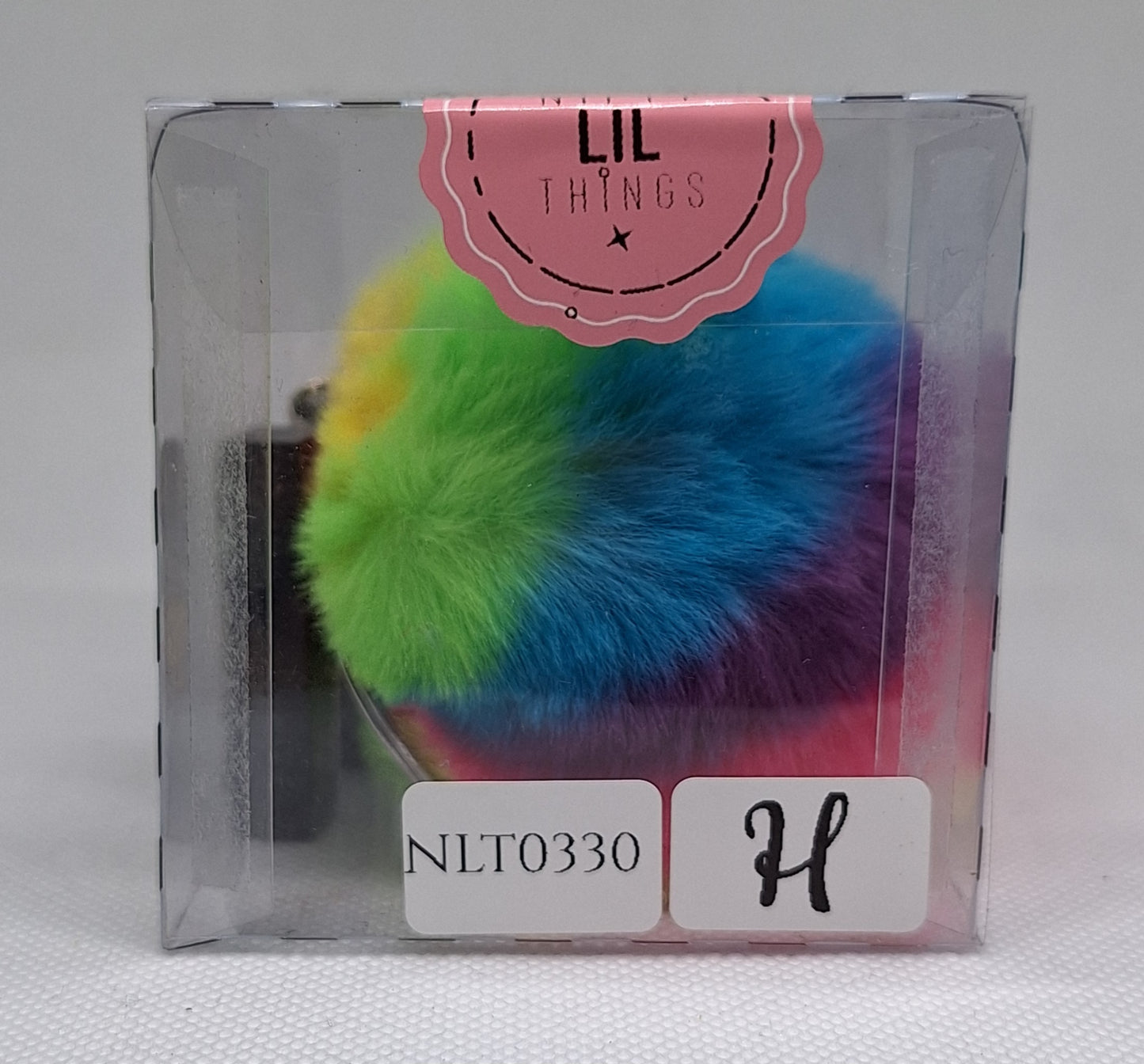 Custom Resin Letter Keychain With a Rainbow Pom Pom - H - Little Tokyo SA