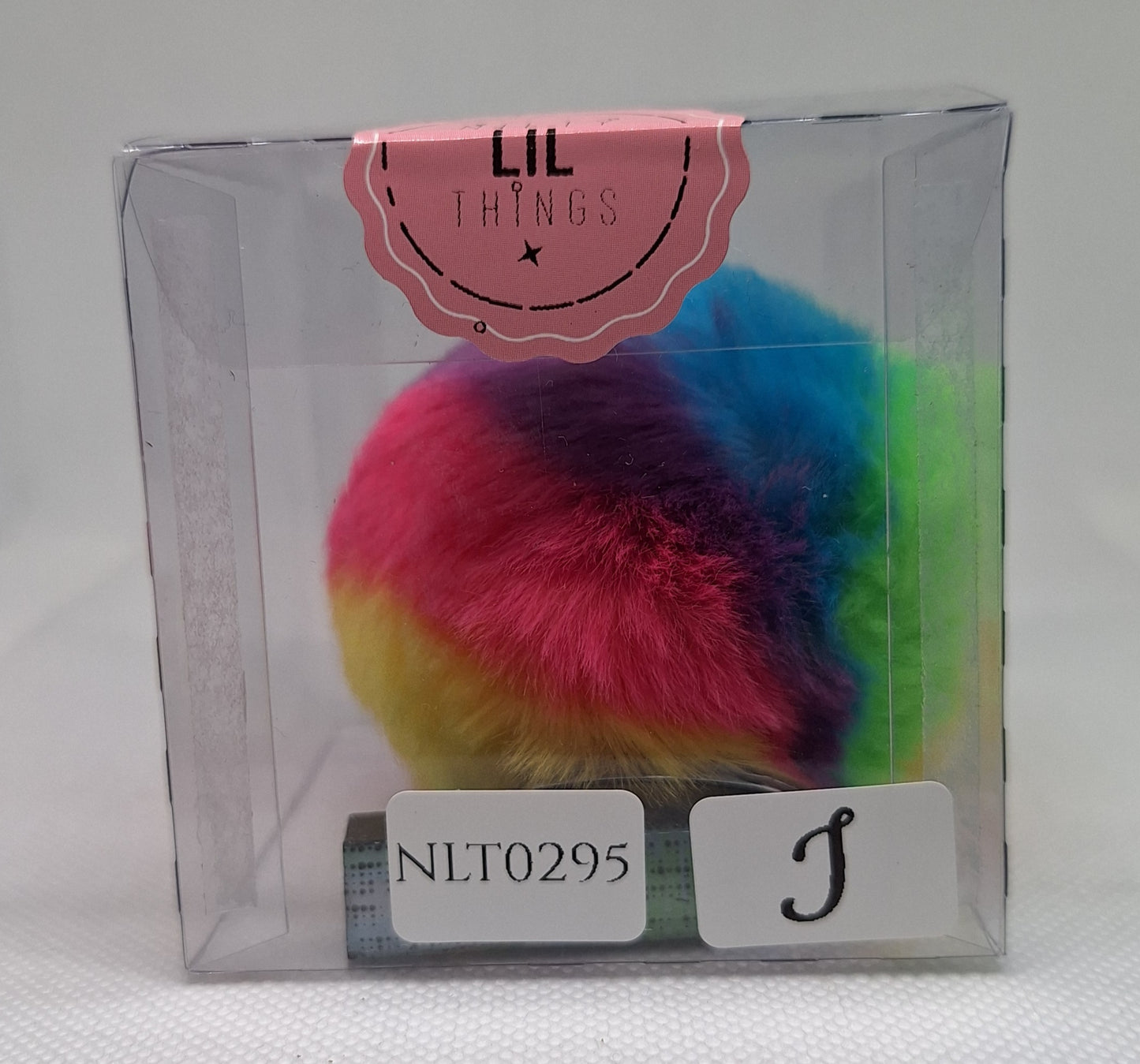 Custom Resin Letter Keychain With a Rainbow Pom Pom - I - Little Tokyo SA