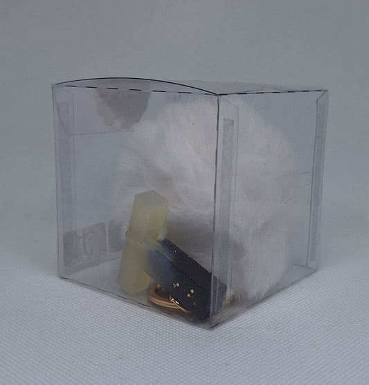 Custom Resin Letter Keychain With a White Pom Pom - T - Little Tokyo SA