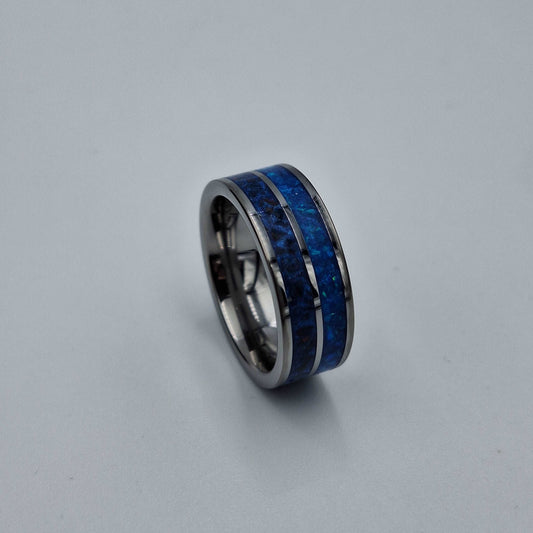 2 Core Stainless Steel 8mm Ring With Crushed Opals - Size 8