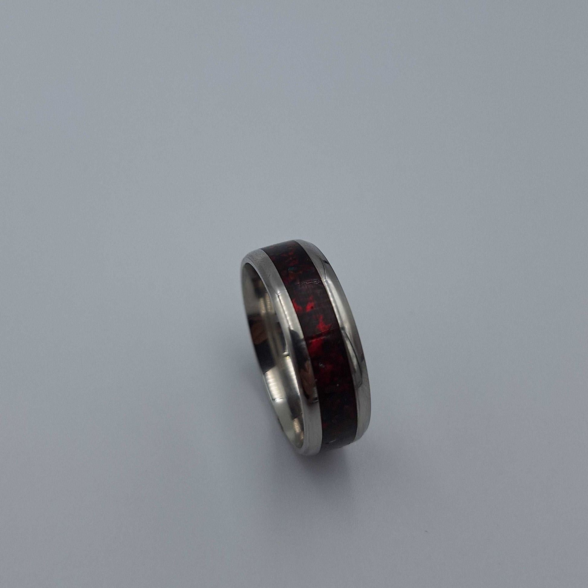 Stainless Steel 8mm Ring With Crushed Opals - Size 13