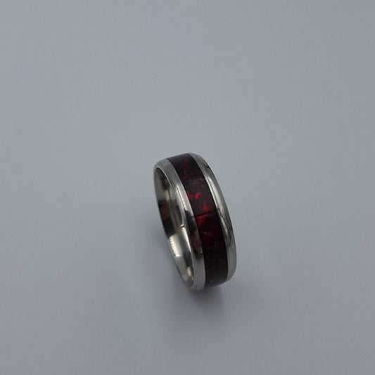 Stainless Steel 8mm Ring With Crushed Opals - Size 13