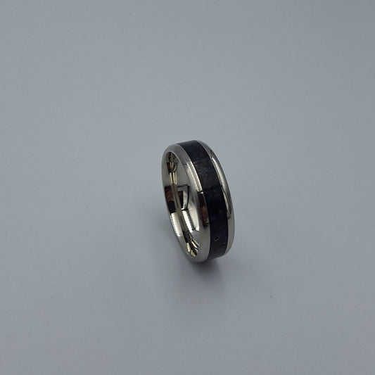 Stainless Steel 8mm Ring With Crushed Opals - Size 15