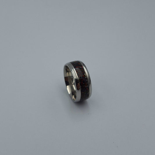 Stainless Steel 8mm Ring with Crushed Opals - Size 7