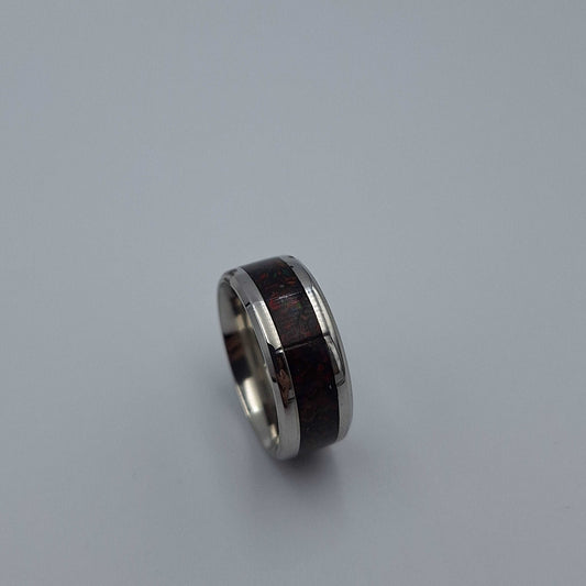 Stainless Steel 8mm Ring With Crushed Opals - Size 8