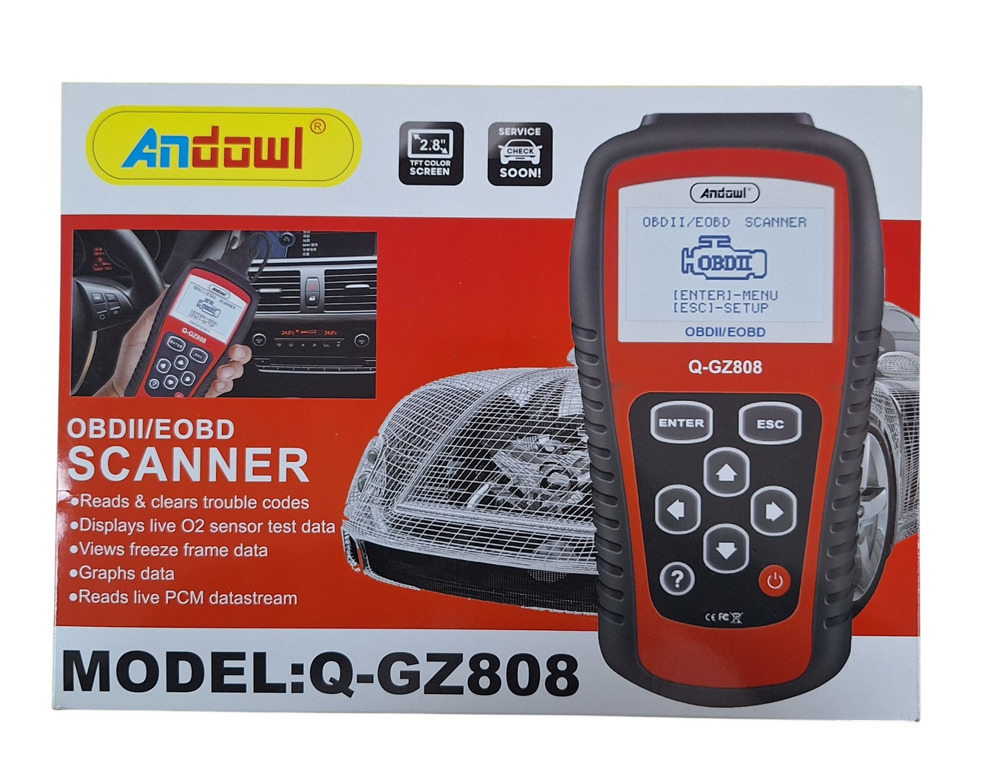 Plug & Play Car Code Reader – Andowl OBD2/EOBD Auto Scanner