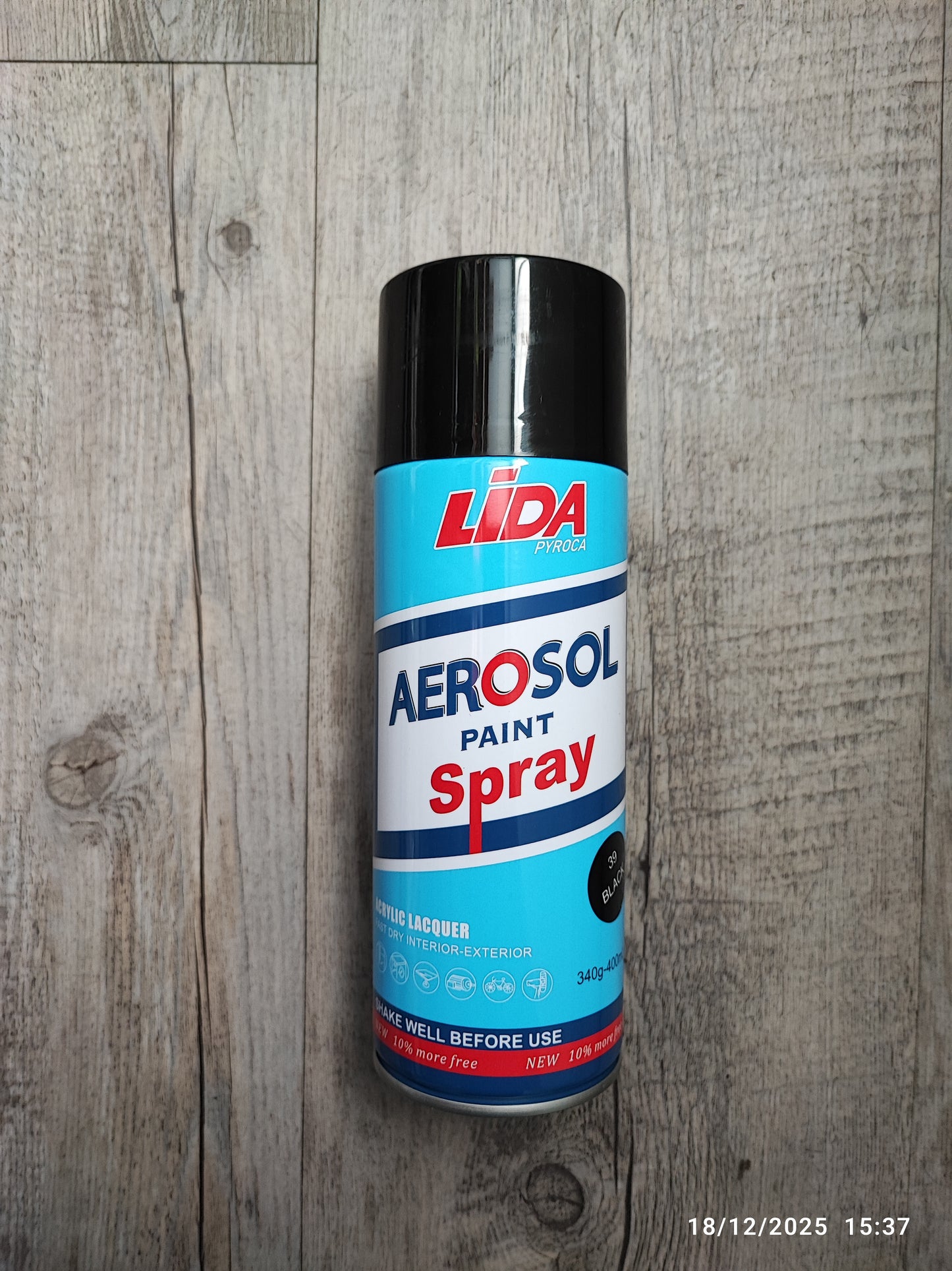 Lida Gloss Black Spray Paint - 400ml