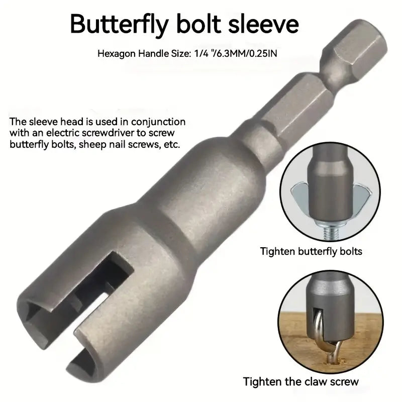 Set of three Temu butterfly slotted bolt socket wrenches made of carbon steel, designed for bolt and screw tightening.