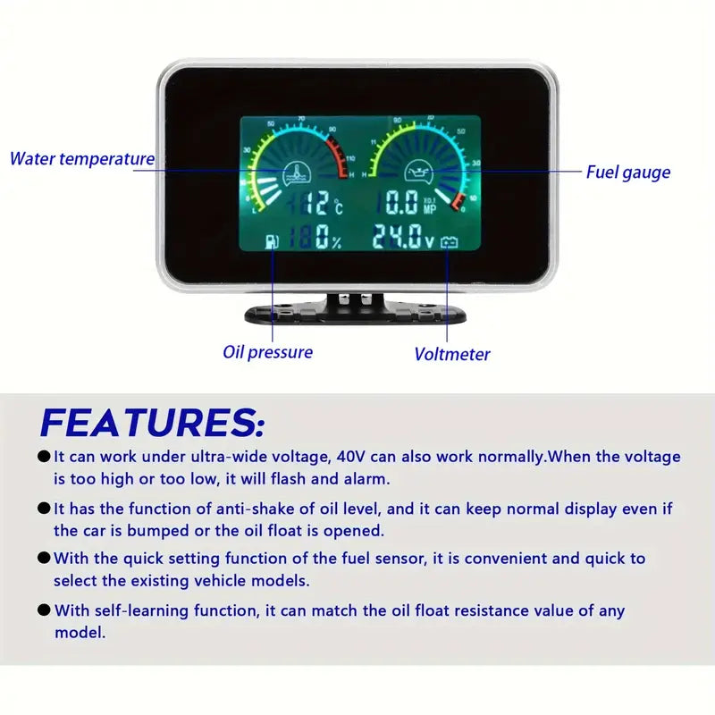 1pc Universal 4-in-1 Digital Car Dashboard Gauge - Little Tokyo SA