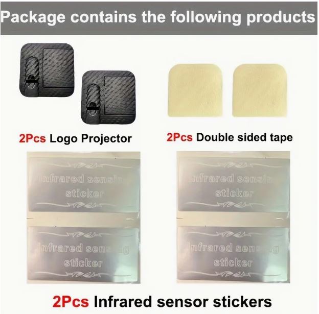 Two Fire Horse 3D wireless car door LED projector lights for welcome illumination, featuring intricate horse designs.