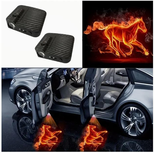 2PCS 3D Wireless Car Door LED Projector Lights - Fire Horse