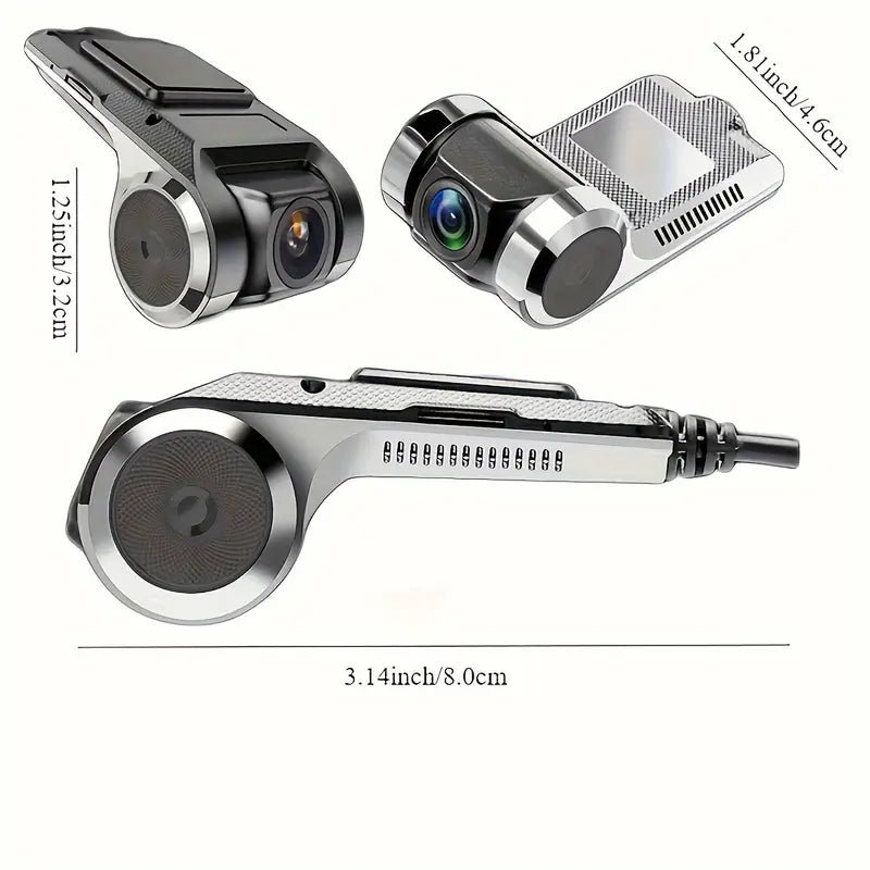 Temu 720P HD on-dash car DVR camera mounted inside vehicle, compatible with Android radio for vehicle recording and safety.