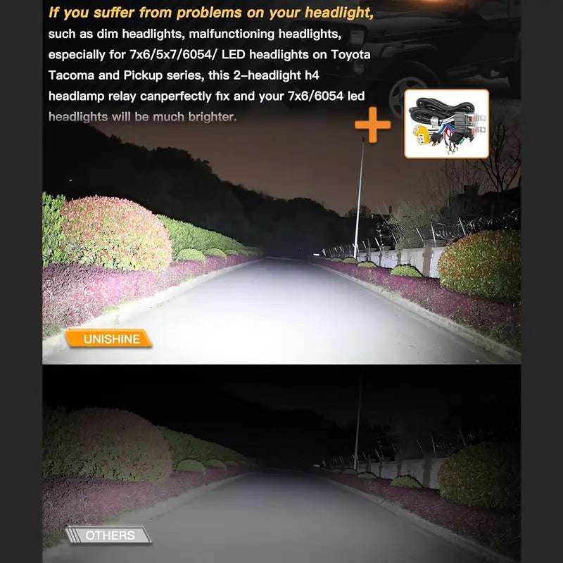 Temu H4 headlight relay wiring kit for car lighting harness, easy to install and enhance headlight performance.