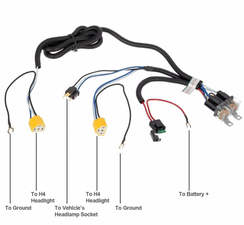 Easy-Install H4 Headlight Relay Wiring Kit
