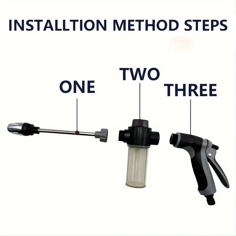 Temu high-pressure car wash spray gun with foam tank, multi-functional car washer for cleaning vehicles effectively.