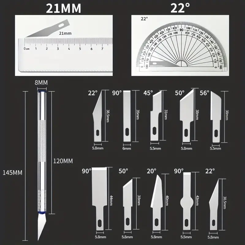 13-piece metal carving knife pen art set by Temu, featuring precision tools for detailed carving and engraving projects.