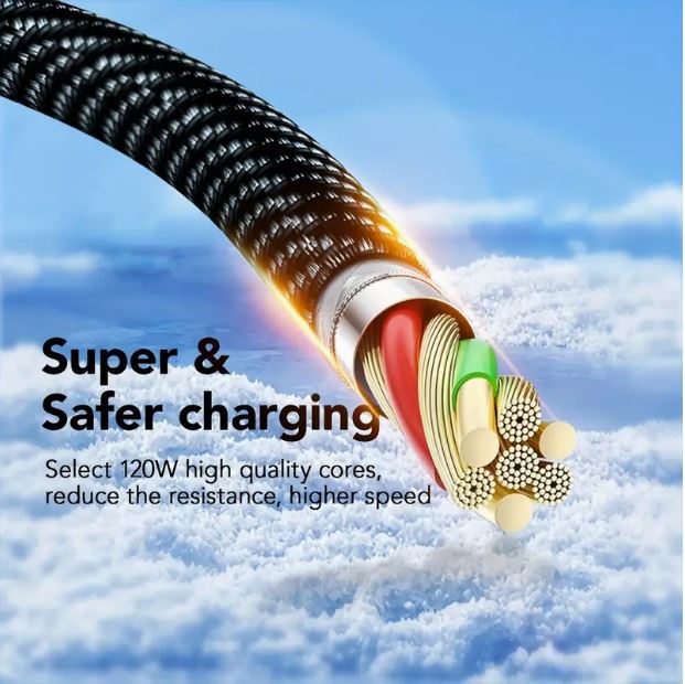 1m 120W Powerhouse Charge Cable - 6Amp Super Fast with Real-Time LCD Display - Durable USB PD Type C - Little Tokyo SA