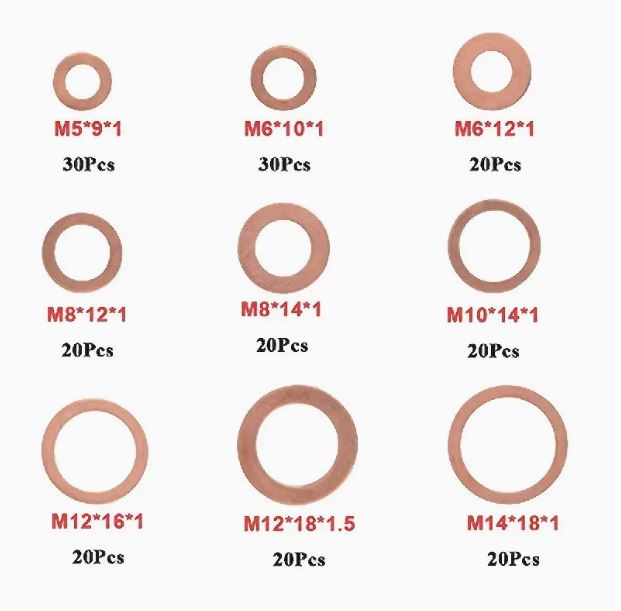 100pcs Copper Washer Gasket Set - Little Tokyo SA