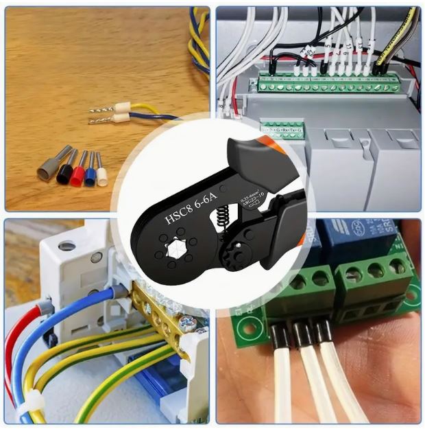 Temu Ultimate Crimping Combo Tool Kit showing multiple crimping tools for electrical and cable connections.