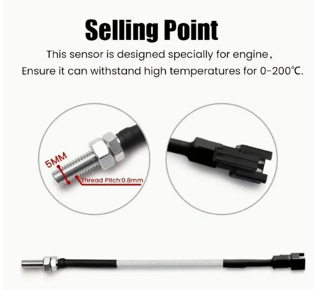 Norxi Mini Digital Vehicle Coolant and Cylinder Head Thermometer by Temu, showing a compact digital thermometer for engine temperature.