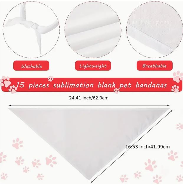 Sublimation Pet Bandana Heat Transfer Washable Triangle Dog Scarf - Little Tokyo SA