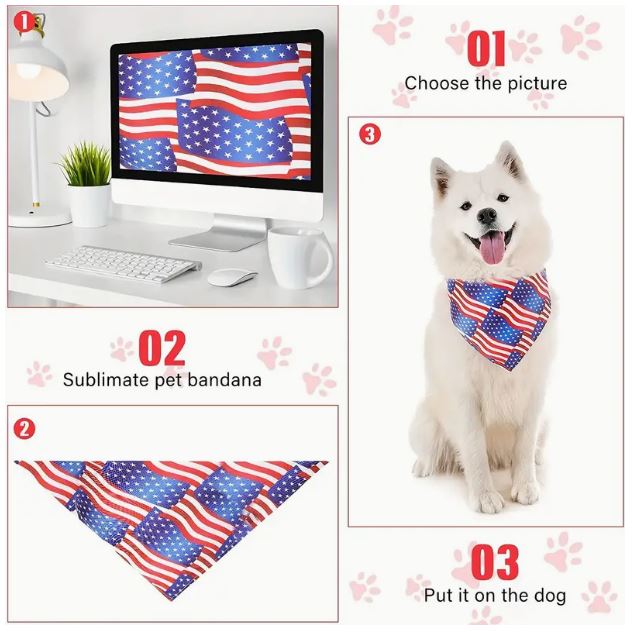 Sublimation Pet Bandana Heat Transfer Washable Triangle Dog Scarf - Little Tokyo SA
