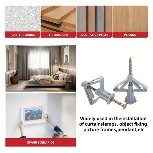100pcs Drywall Anchor Kit with Butterfly Expansion Tubes - Little Tokyo SA