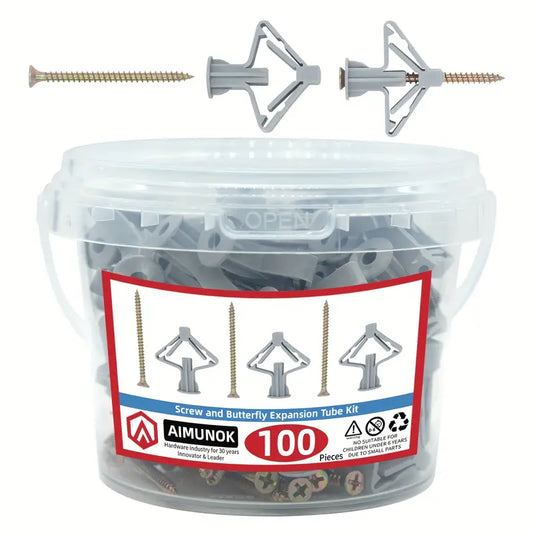 100pcs Drywall Anchor Kit with Butterfly Expansion Tubes - Little Tokyo SA