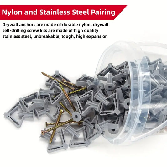 100pcs Drywall Anchor Kit with Butterfly Expansion Tubes - Little Tokyo SA