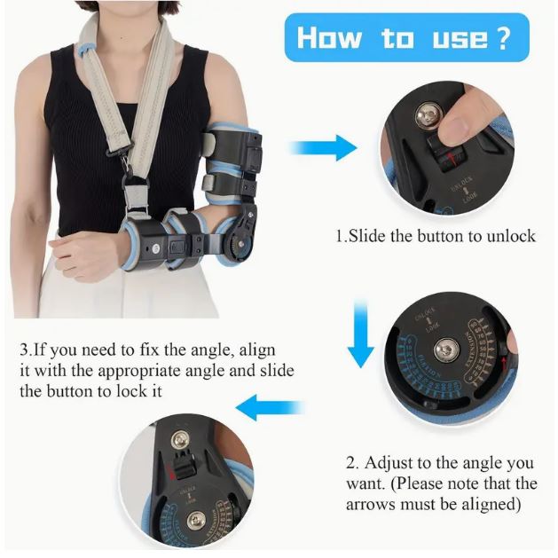 Adjustable Hinged ROM Elbow Brace - Post-Surgery Arm Stabilizer - Little Tokyo SA