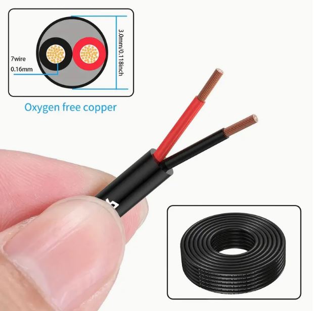 Temu 26 Gauge 2-Core Electrical Wire, 30.5m length, flexible electrical cable for wiring projects.