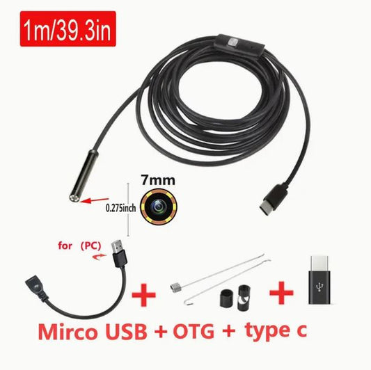 1 Meter x 7mm Lens Soft Cable  High Definition Endoscope, Android Mobile Phone Camera - Little Tokyo SA