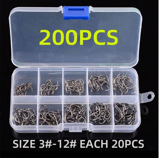 200pcs Fresh Water Fishing Hooks Set - Little Tokyo SA