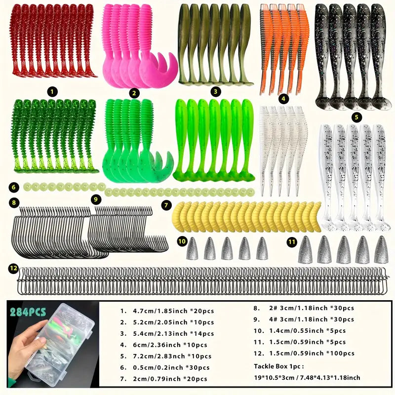 284pcs Fishing Lures Kit for For Bass, Trout & Salmon Fishing - Little Tokyo SA