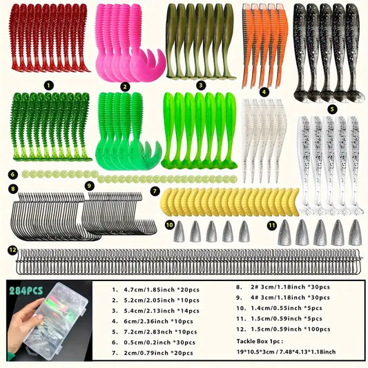 284pcs Fishing Lures Kit for For Bass, Trout & Salmon Fishing - Little Tokyo SA