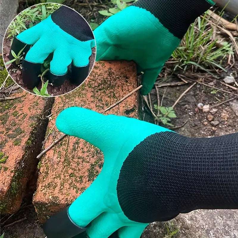 1 Pair Waterproof Gardening Gloves with Claws for Digging & Planting