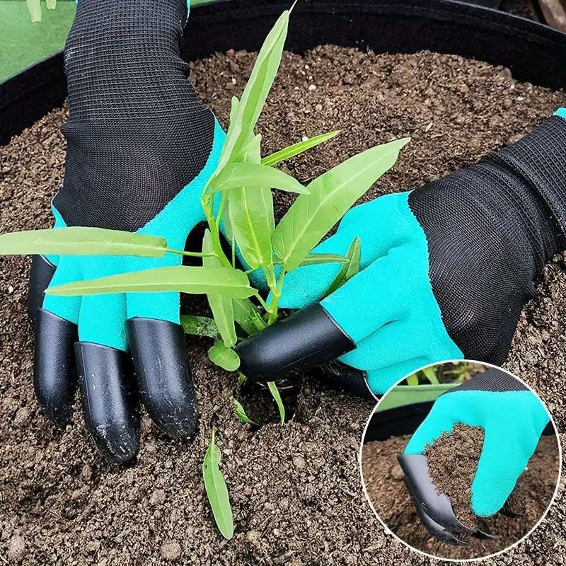 1 Pair Waterproof Gardening Gloves with Claws for Digging & Planting
