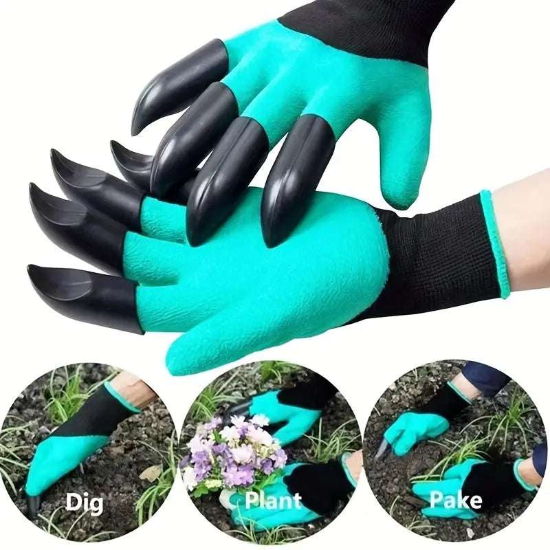 1 Pair Waterproof Gardening Gloves with Claws for Digging & Planting