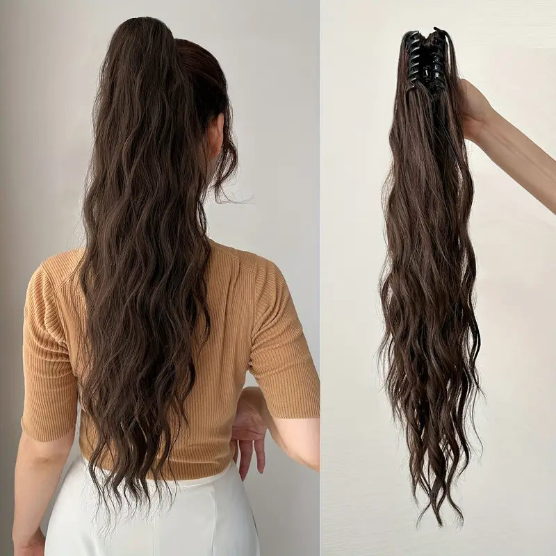 Claw Ponytail Extension 60.96 Cm Water Wave Big Wavy Curly Clip In Hair Extensions - Little Tokyo SA