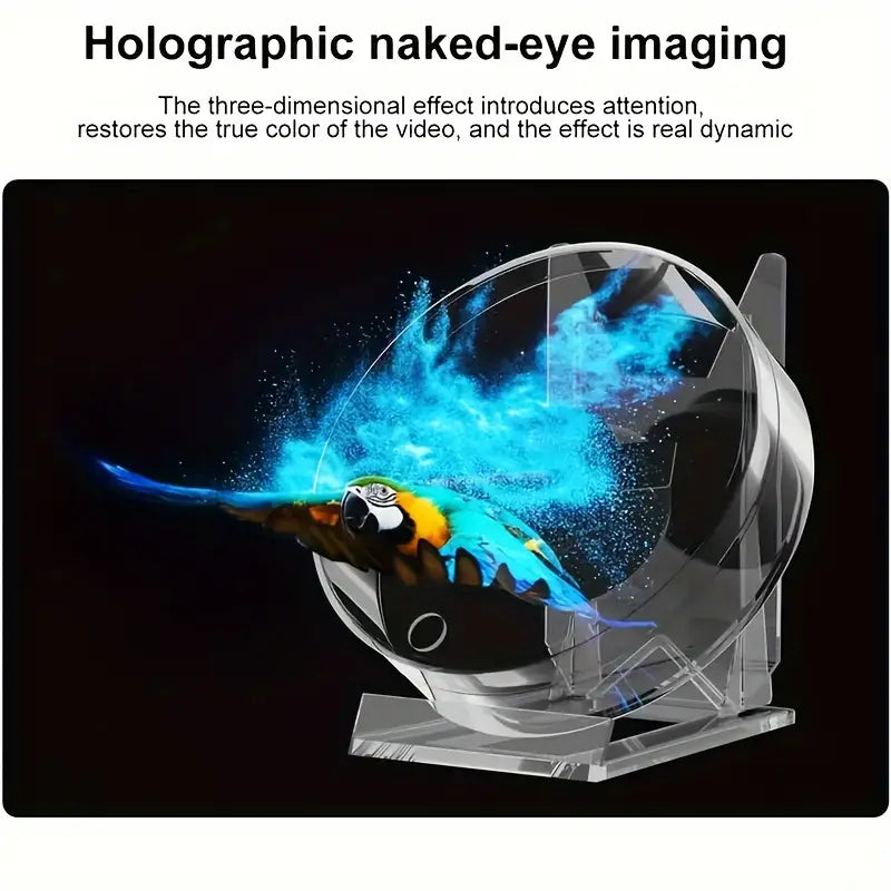 Holographic 3D advertising projector by Temu displaying vibrant 3D visuals for shop window displays.