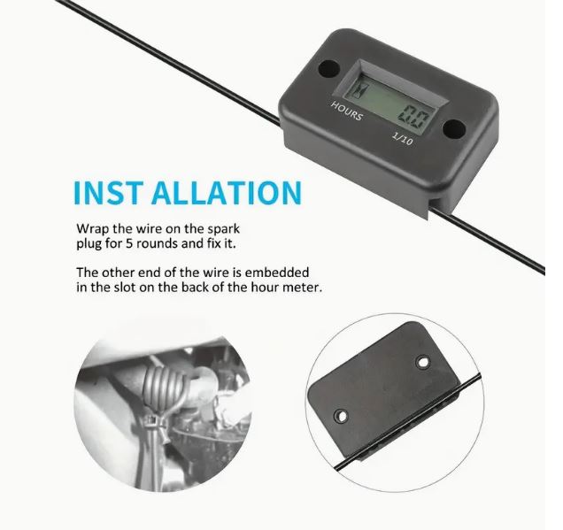 Universal Digital LCD Hour Meter - High-Visibility Water-resistant Display for Motorcycles