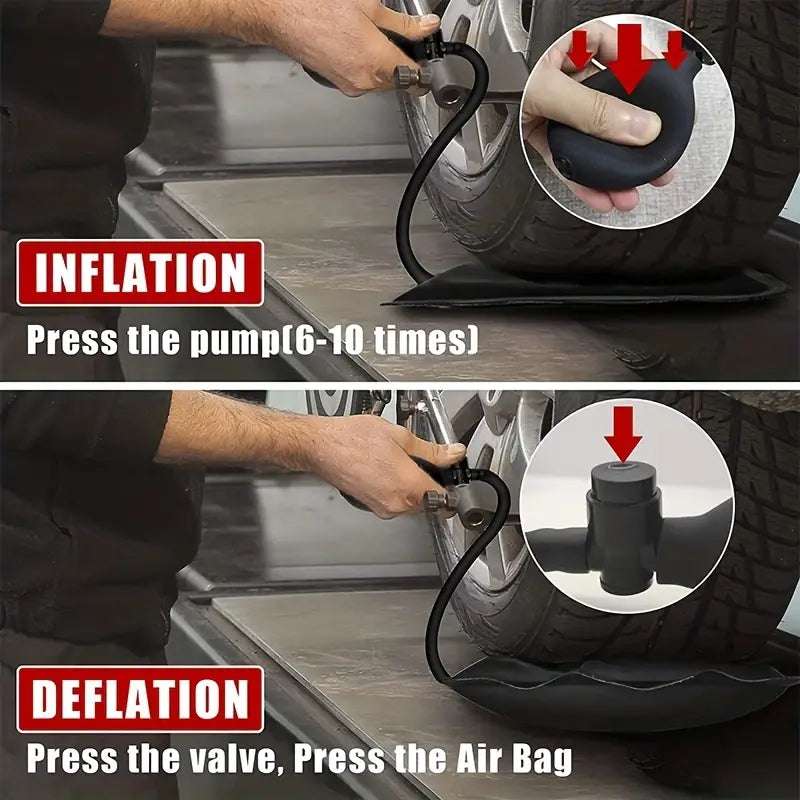 Temu inflatable car unlock airbag tool used for emergency vehicle entry and auto repair.