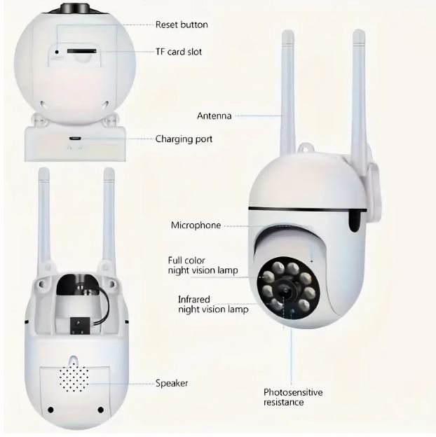 Panoramic 355° Wireless Home Security Camera with Night Vision And Two-Way Audio - Little Tokyo SA