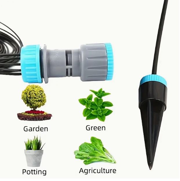 Temu garden watering and irrigation drip system for efficient outdoor plant irrigation and garden water management.