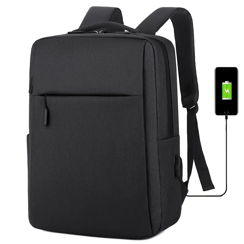 1pc Black Laptop Bag - Lightweight, Versatile Business Backpack with Adjustable Strap - Little Tokyo SA