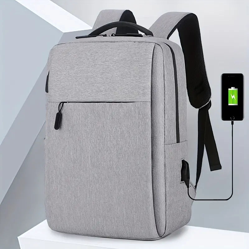 1pc Grey Laptop Bag - Lightweight, Versatile Business Backpack with Adjustable Strap - Little Tokyo SA