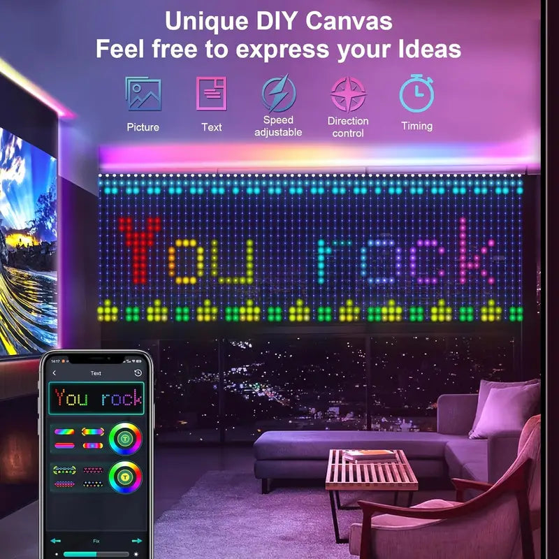 Smart LED Curtain Lights with Remote & App Control - Little Tokyo SA