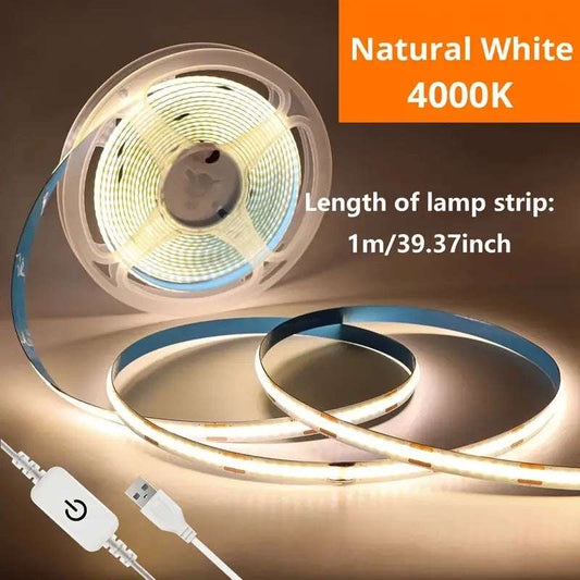 1M 5v USB Powered COB LED Strip Light with Touch Control