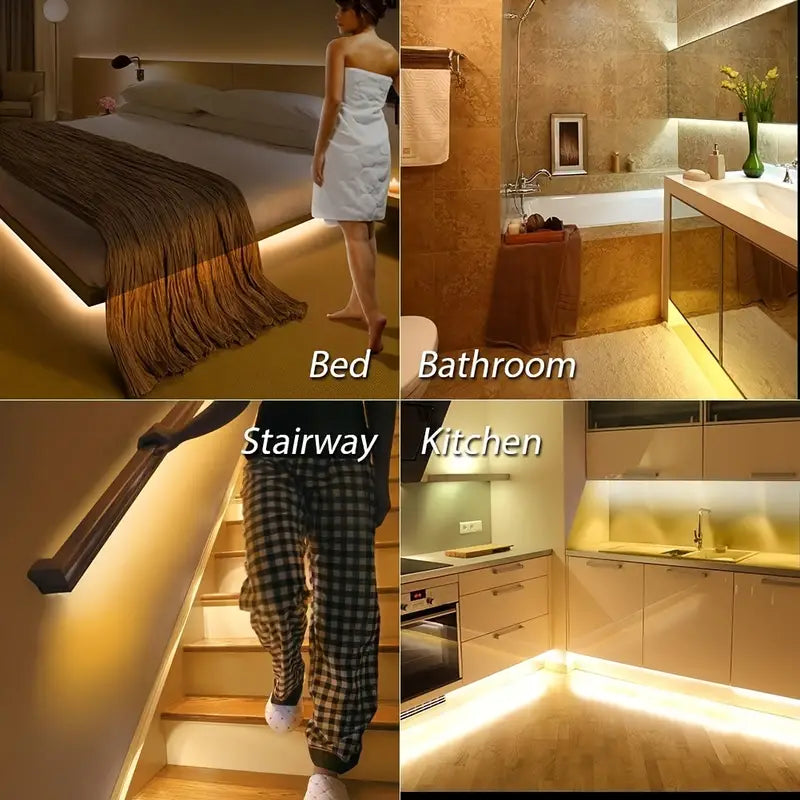 Temu 2M LED strip light with motion sensor, flexible lighting strip for indoor use, energy-efficient and easy to install