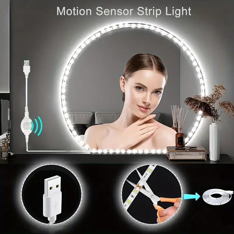 Temu 2M LED strip light with motion sensor, flexible adhesive strip for ambient lighting in home or office spaces